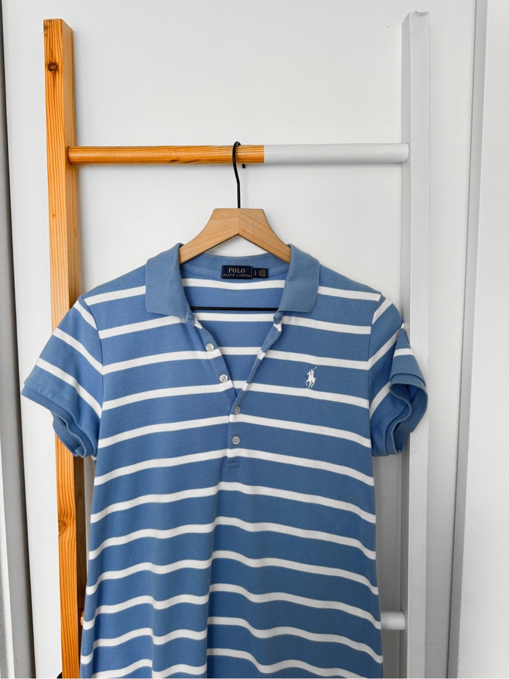 Polo Ralph Lauren Blue White Striped Polo Mini Dress Nautical Cotton Preppy - Picture 3 of 10